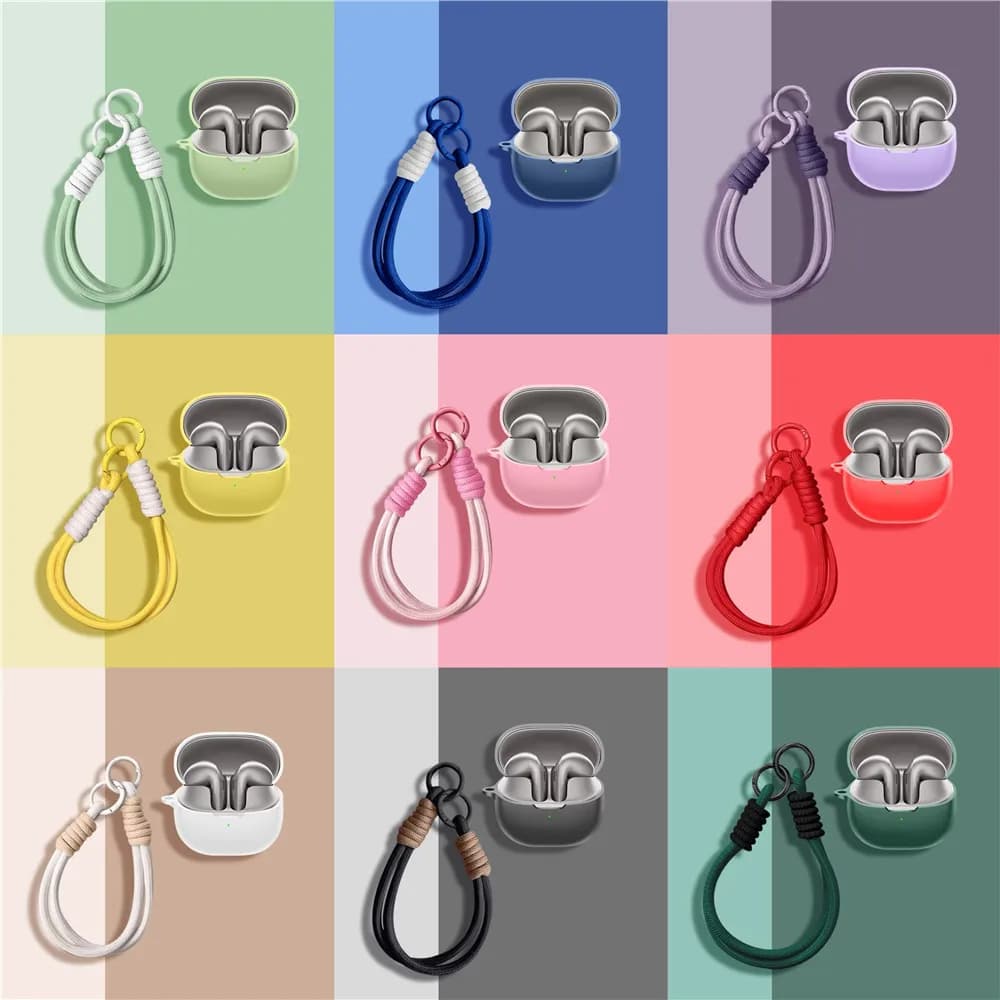 Custodia in silicone per Xiaomi Buds 6, colore caramella, per auricolari wireless, antiurto, con laccetto