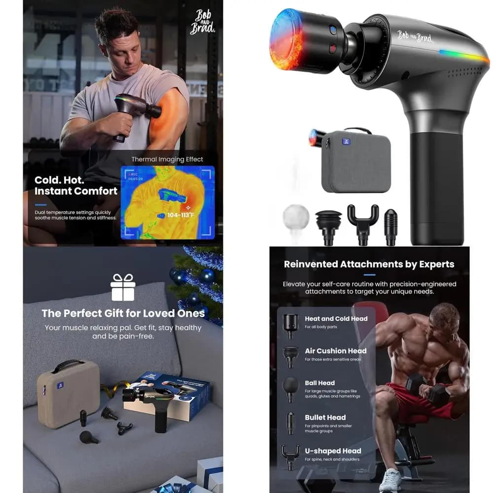 Heat and Cold Therapy Massage Gun, FSA/HSA Eligible, Muscle Massage of Deep Fabrics for Home Gym, Portable With Light Strength Sensor