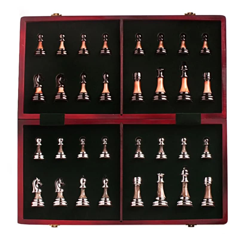 Set di scacchi di lusso grande, gioco da tavolo da tavolo per scacchi da viaggio internazionale, scacchiera pieghevole in legno, pezzi degli scacchi ponderati in ABS