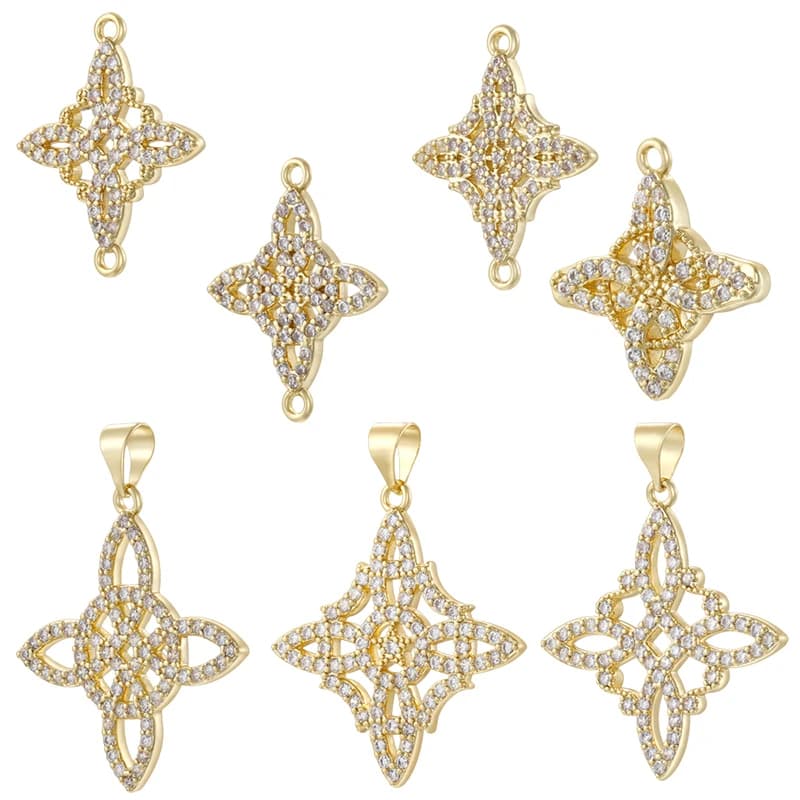 ZHUKOU Luxury Sparkle CZ Star Dreamcatcher Charm Pendant Women's Jewellery Necklace Making Accessories:VD2169-VD2175