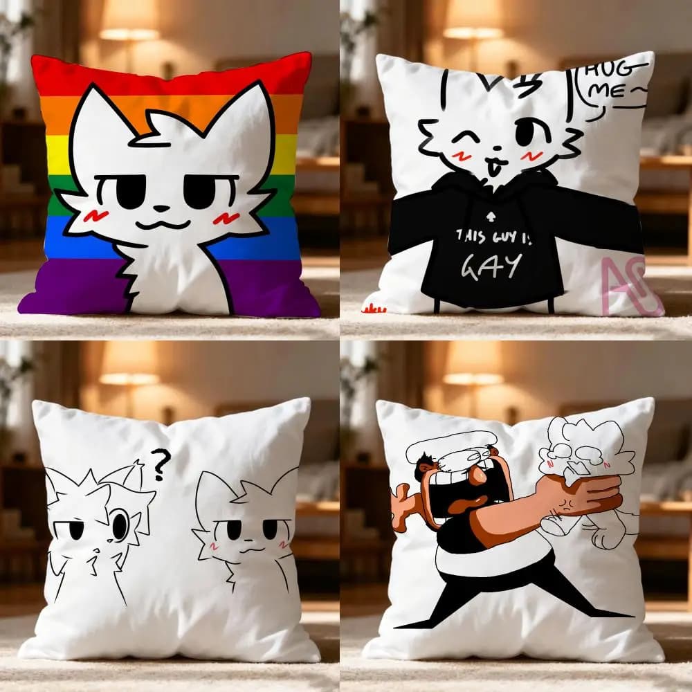 Boykisser Silly Cat Cushion Cover Cushion Cover Soft Washable Pillow Case Multi-Scene For Couch Bed Travel Office Use