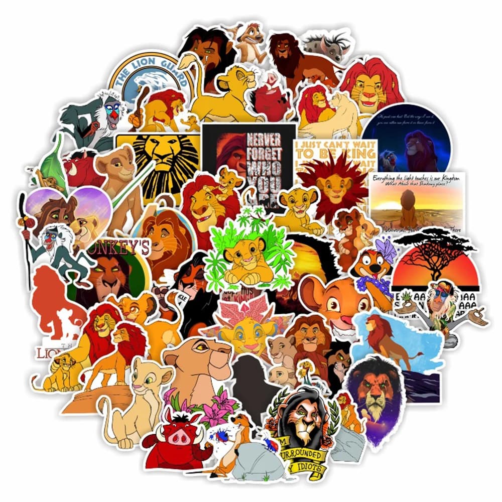 10/30/50 Pezzi Adesivi Disney Classici Il Re Leone, Simba Cartone Animato, Decorazioni Fai-da-Te per Telefono, Valigie, Skateboard