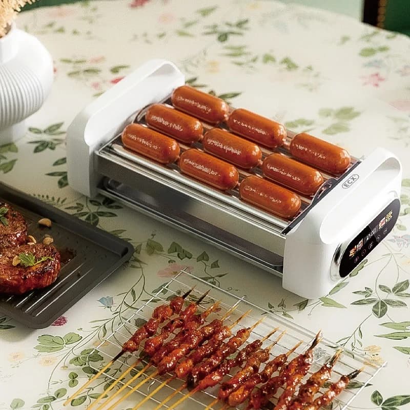 Automatic Machine 3 in 1 for Sausage and Barbecue, Hot Dog Spiedini, Grid Anti-stick, Steak Plate, Kebab grill 550W