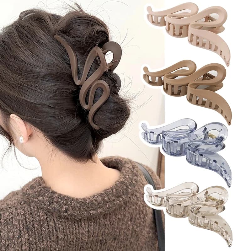 Nuova Molletta per Capelli a Clip Squalo Trasparente Opaca Ondulata Oversize da 13CM, Accessorio Moda per Capelli da Donna e Ragazza