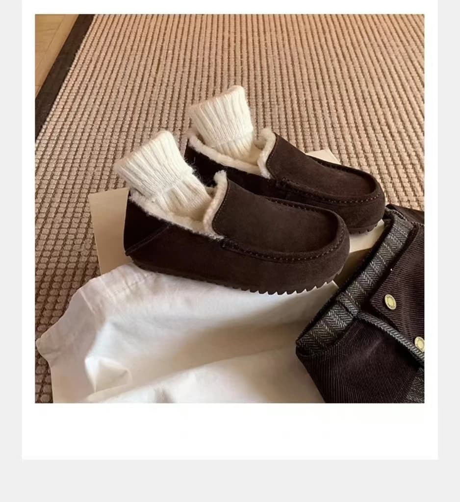 Apartments Mocassini Women Shoes Suede Leather Shoes casual 2025 New cozy winter Running shoes cotton Hot walks Mujer Zapatillas