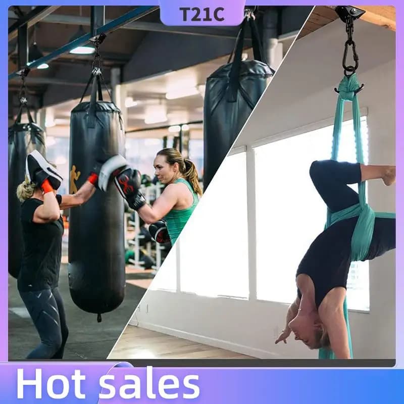 T21C 2X Suspended chair with ceiling hook 360 ° Wheel the 450 kg oscillating hook. oscillating suspension hook for boxing bag, hammock, yoga, etc.