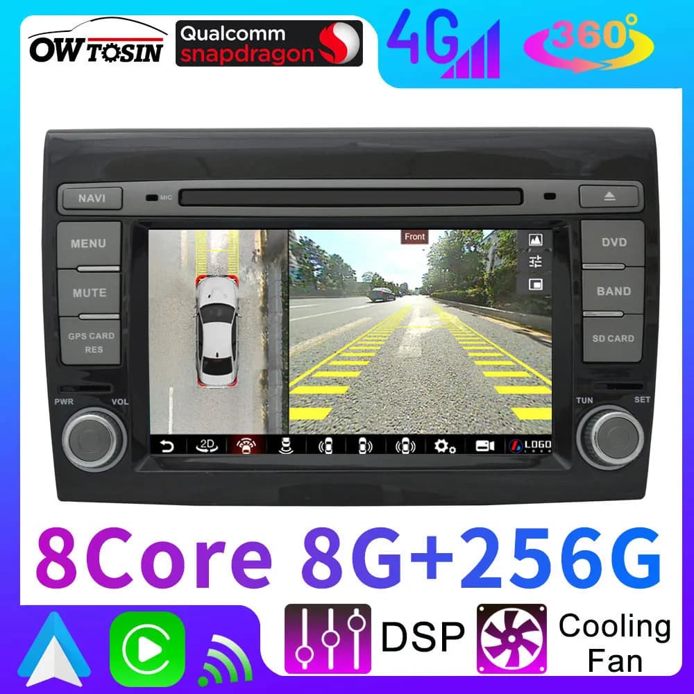 7 "7862 Android 13 8Core 8G + 256G Autoradio Multimediale Per Fiat Bravo 198 2007-2016 Bluetooth 5.0 GPS WiFi CarPlay Auto Stereo
