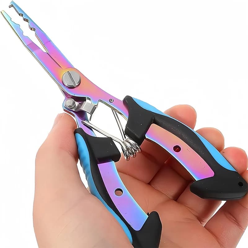 1pc Pinze da pesca multifunzionali Pinze da taglio per filo in acciaio inossidabile Strumento da pesca portatile placcato in titanio ad anello aperto