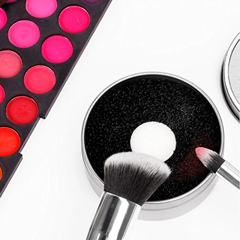 Spugna Nera per la Rimozione del Colore dai Pennelli da Trucco, Strumento Pulitore Efficiente e Riutilizzabile a Doppia Faccia, Perfetto per l'Ombretto