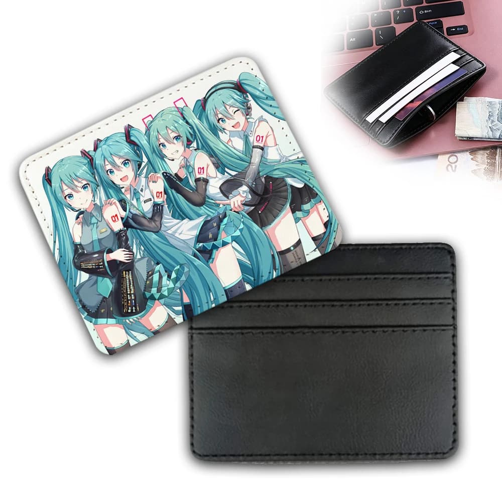 New Cute Card Sleeve Kawaii Hatsunes Miku Credit Cards Holder Woman Man PU Wallet Cartoon ID Cards Pack Passport Card Bag Gift