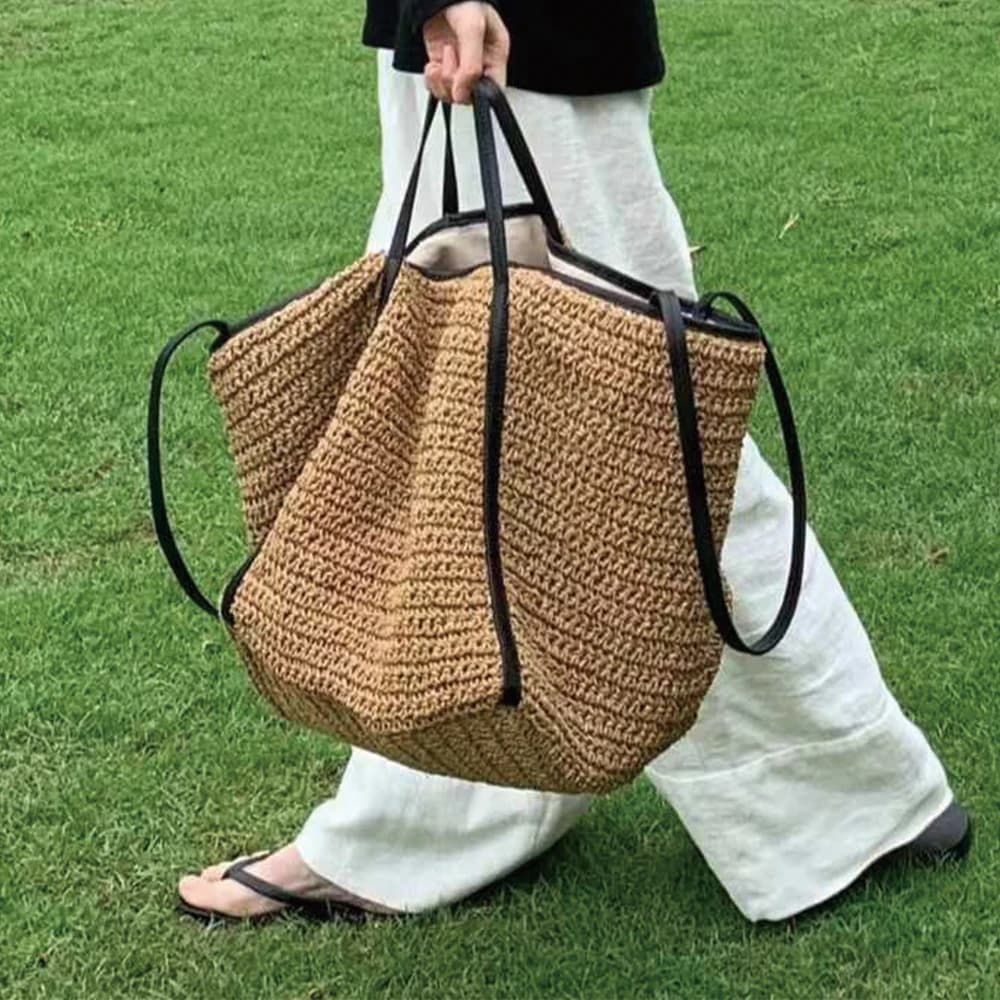 NEW designer handbags in fabric for woman bag shoulder bag summer travel bag in straw bucket bag soft beach bags crochet tote bag shopper