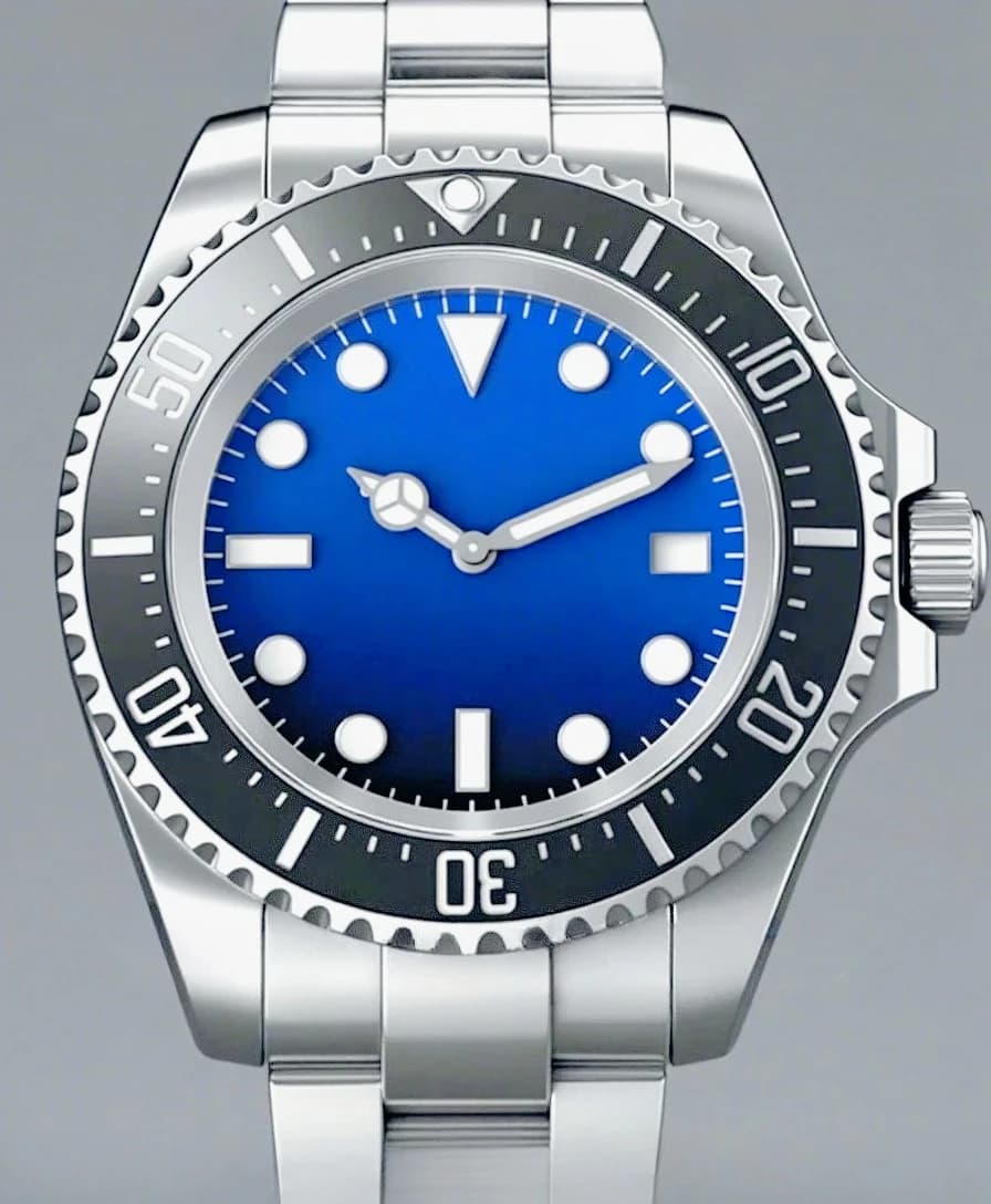 44mm Mens Automatic Mechanical Watches 904L Rustproof Steel Black Blue Hands Sapphire Glass Waterproof Scratch Resistant Travel