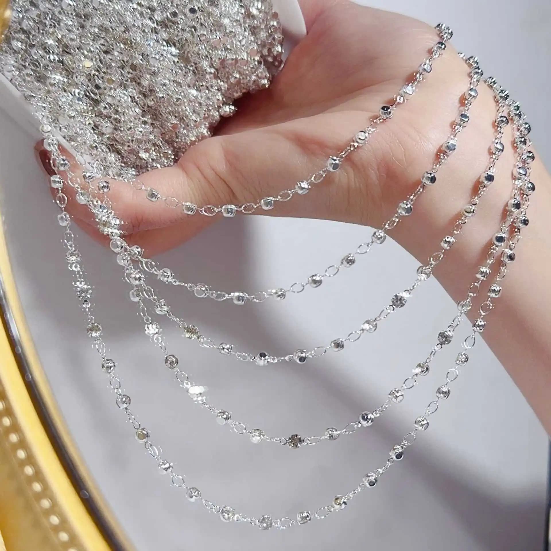0.5/1/2M Simple Rhinestone Tassel Chain DIY Headwear Bracelet Necklace Jewelry Clothing Decoration Accessories