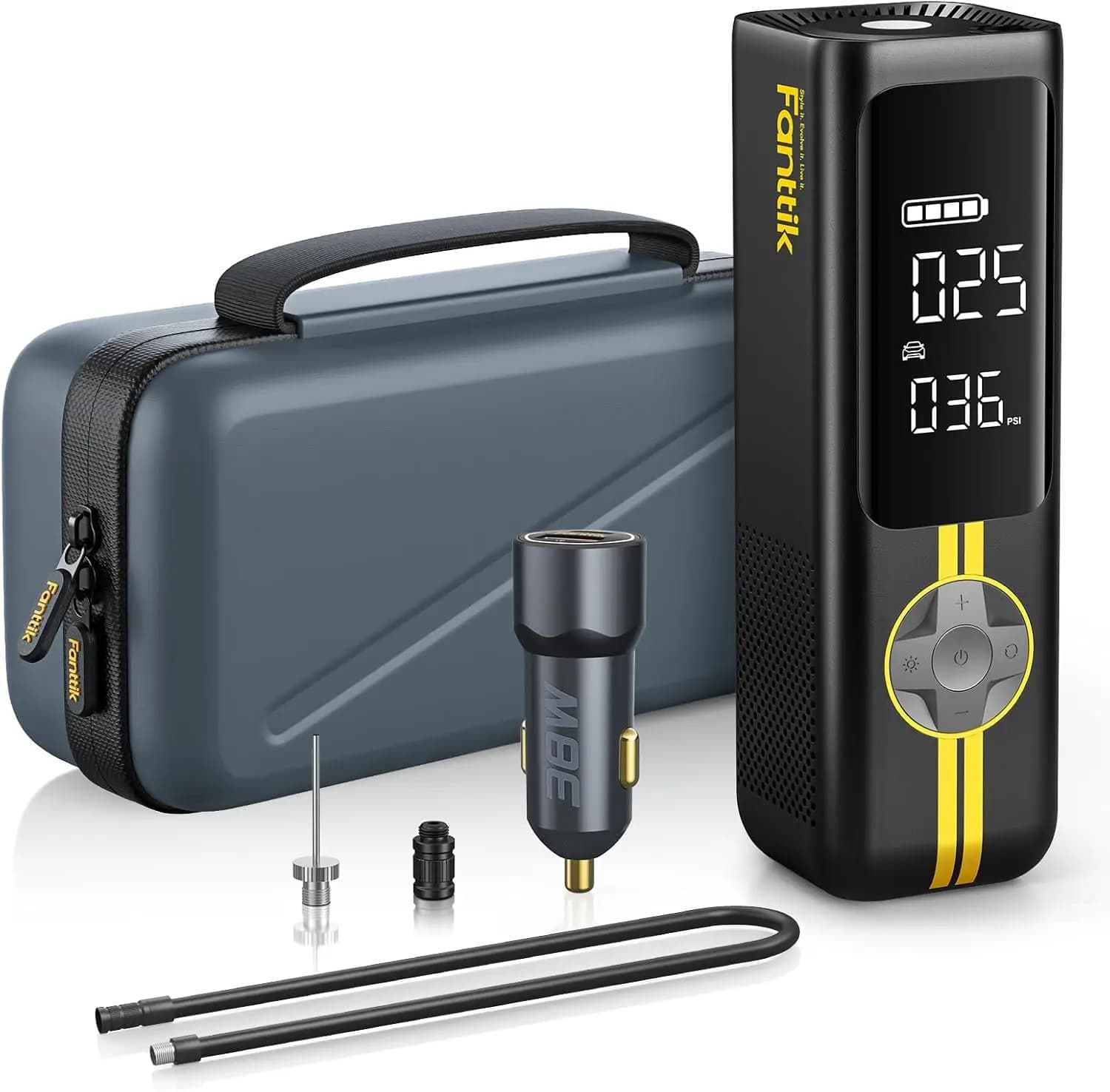 Gonfiatore portatile per pneumatici senza fili, gonfiaggio rapido 150PSI, schermo LED, per auto, motocicli, biciclette, pneumatici fino a 26,3"