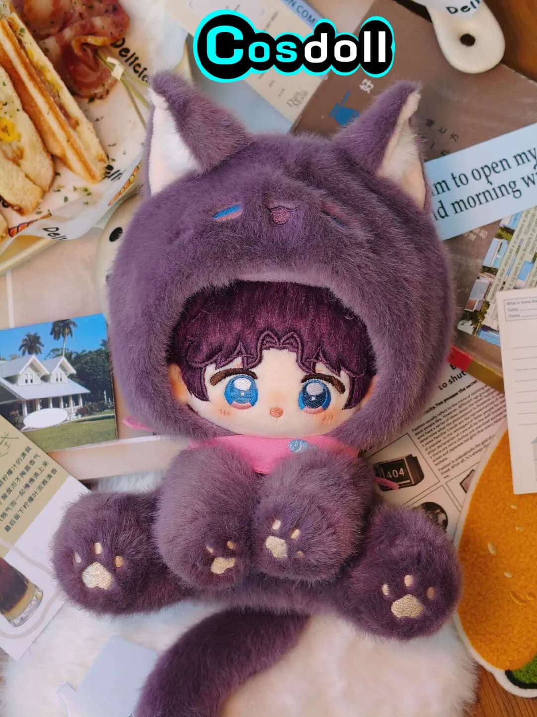 Peluche da 20 cm in stock di Love and Deepspace, bambola di peluche con orecchie e coda, corpo animale, simpatico personaggio di Rafayel, Sylus, Caleb, Zayne, Xavier, giocattolo anime e game.