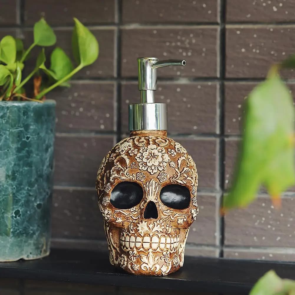 Flower Skull Bottle Dispenser di sapone bottiglie di pompa in resina porta Shampoo per lozioni