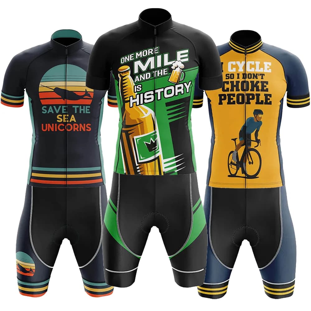 One More Mile Bike Men Kit Maglia da ciclismo Bici da strada Maillot in My Head Pantaloncini Ropa Ciclismo ad asciugatura rapida Set Abbigliamento da bicicletta