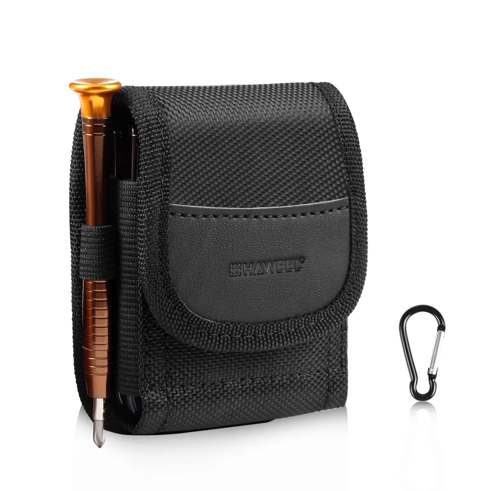 HAWEEL Flip Phone Nylon Cloth Belt Clip Carrying Pouch Bag for Folding Screen Phone Case Bag, Internal Size: 95 X 75 X 20mm