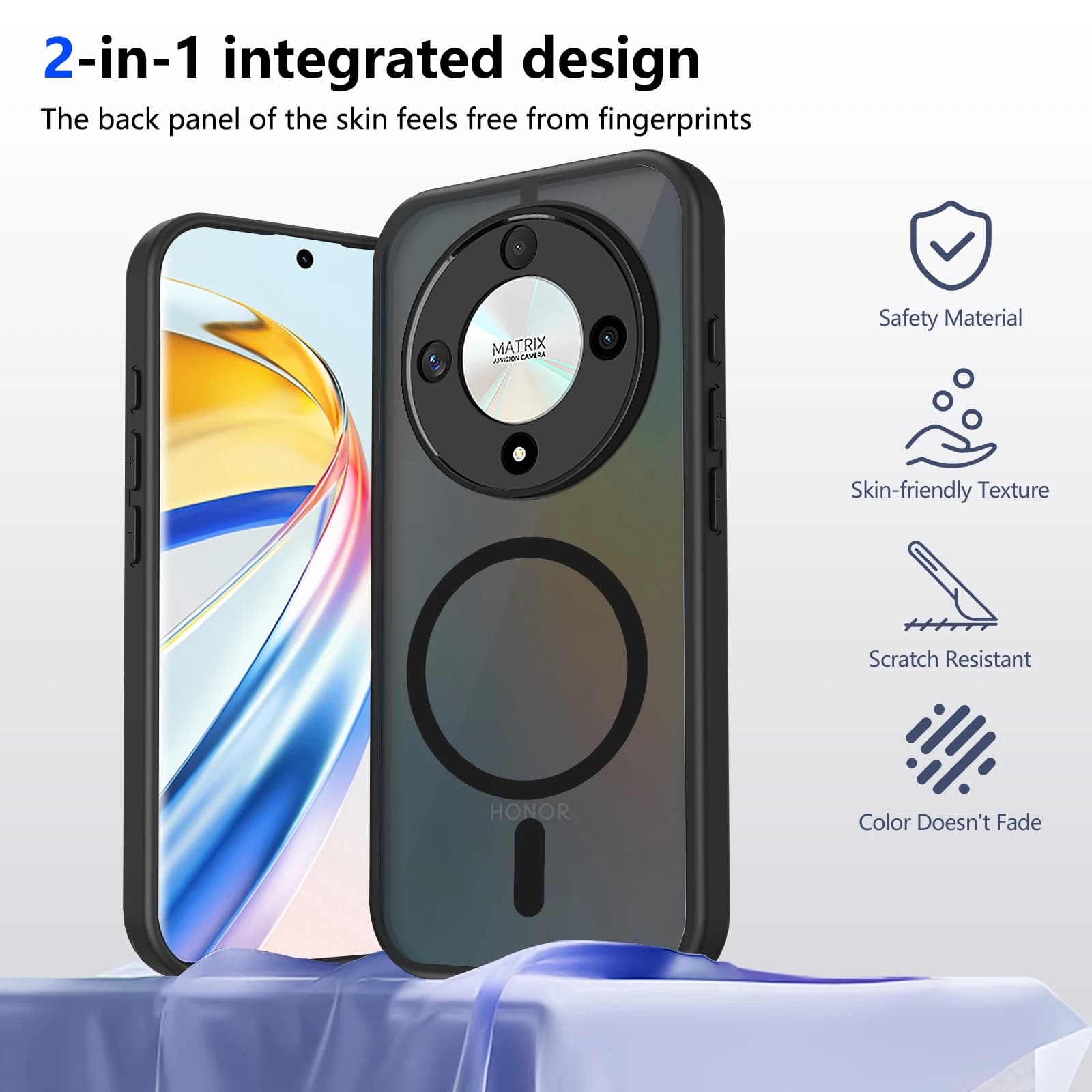 Phone Case For Honor X9D/Magic 8 Lite/X70 5G Magnetic Wireless Charging TPU Frame Plastic Matte Back Cover