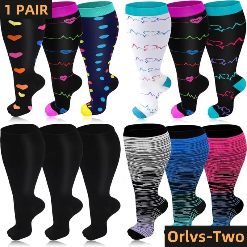 2XL-7XL Calzini a compressione taglie forti 20-30 mmHg per donna Uomo Calzino da volo extra large al ginocchio per polpaccio largo per supporto circolazione