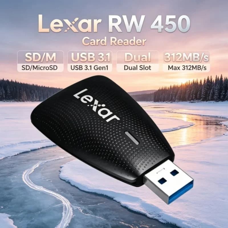 Compact Lexar RW450 USB 3.1 Card Reader UHS-II SD MicroSD Memory Card Adapter 312MB/s for Camera Memory Card Laptop PC