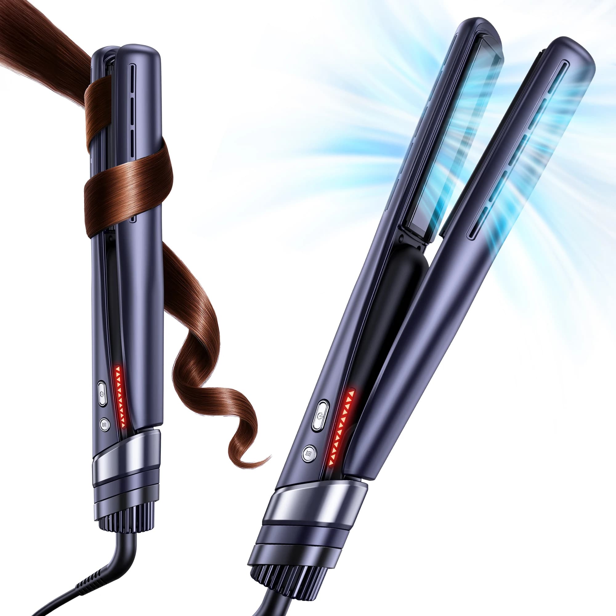Professional combination of hair plate and hair dryer 2 in 1 - Iron with negative ion heating Airstrait long lasting for home and hotel