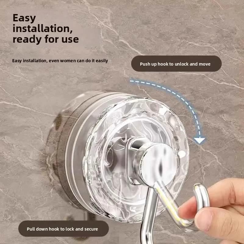 Gancio a ventosa potente e adesivo per porta del bagno, cucina, parete, gancio adesivo resistente, design semplice, nessuna perforazione richiesta.