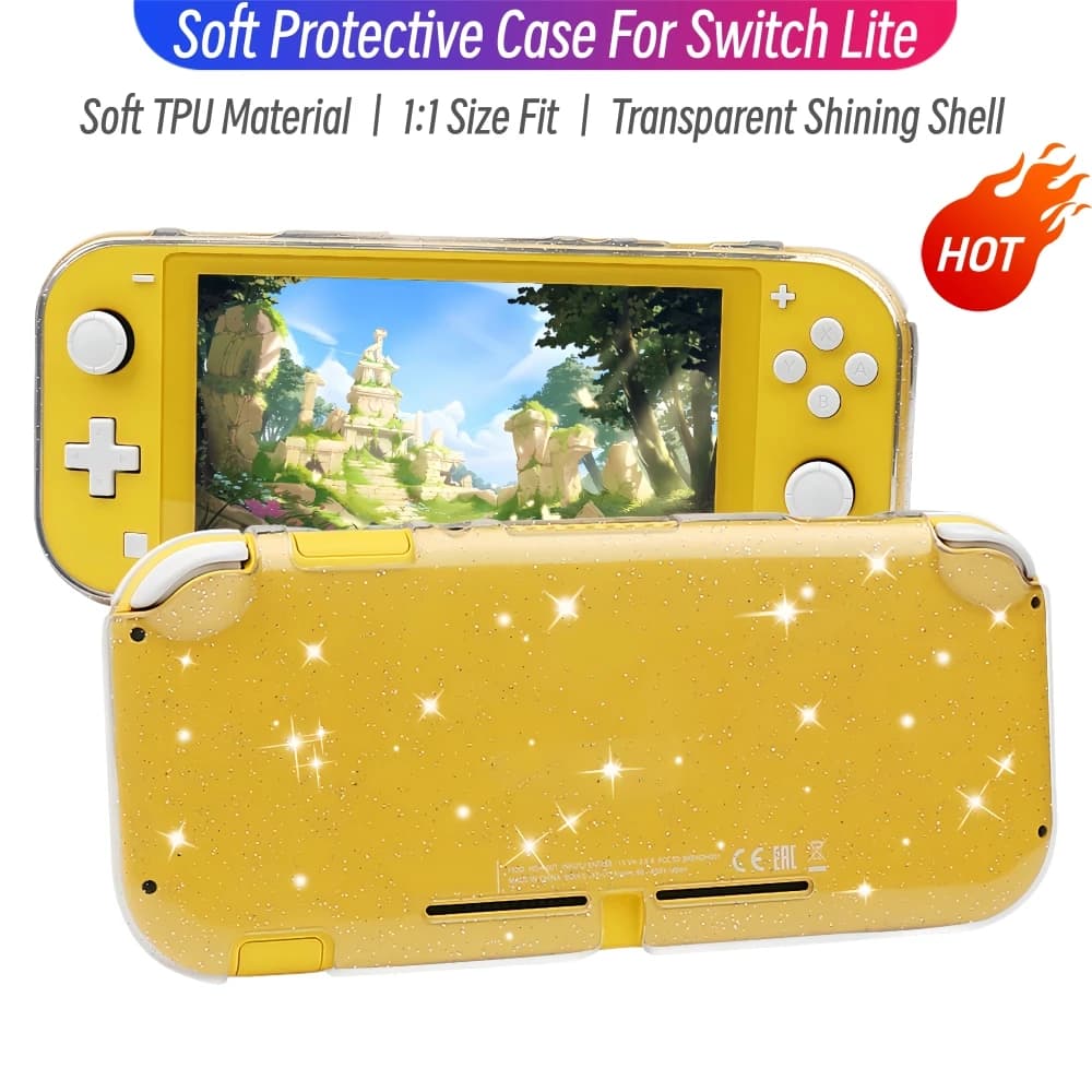 Adatto per NS Lite, custodia protettiva in TPU morbido trasparente e brillante per Switch Lite, cover posteriore protettiva per accessori da gioco