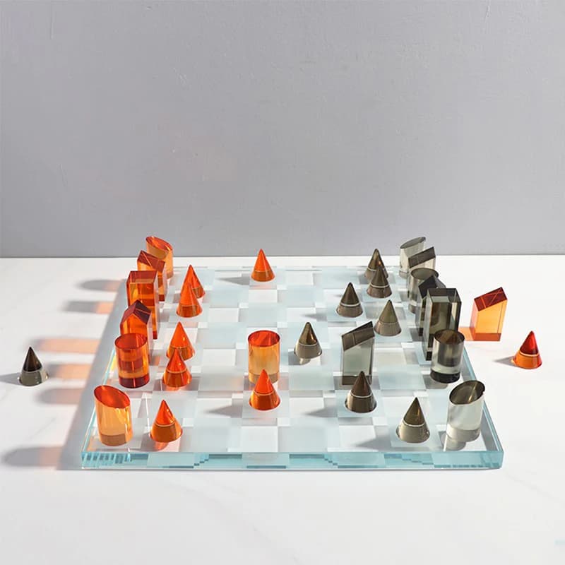 Diversified Chess Game Board Modern Luxury International Crystal Table Checker Set