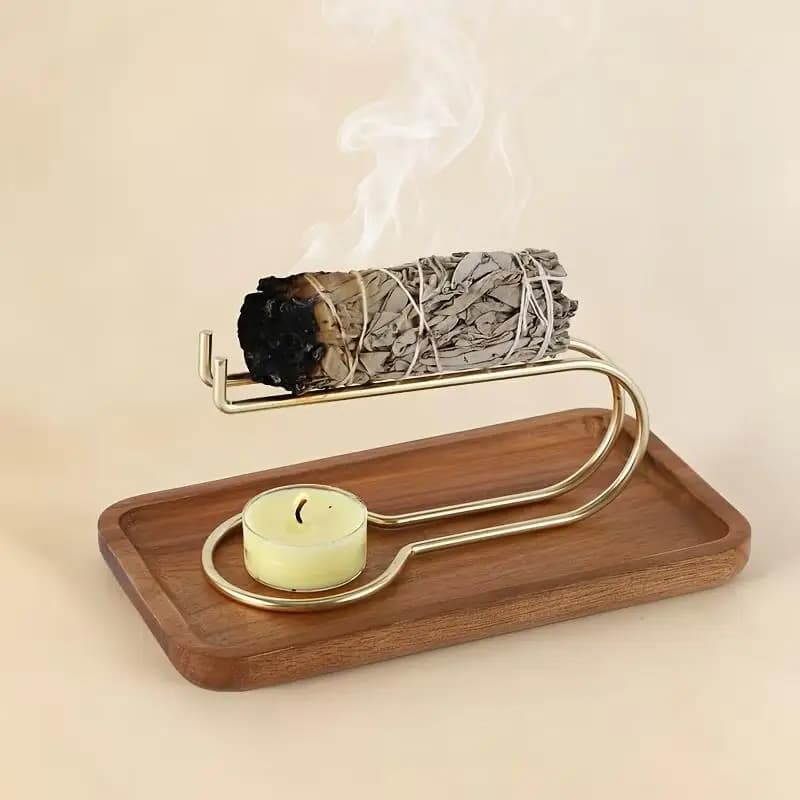 Burner Tray, Smudge Stick Burner, White Sage Incense Candle Holder, Home Meditation Aromatherapy Decor Stand