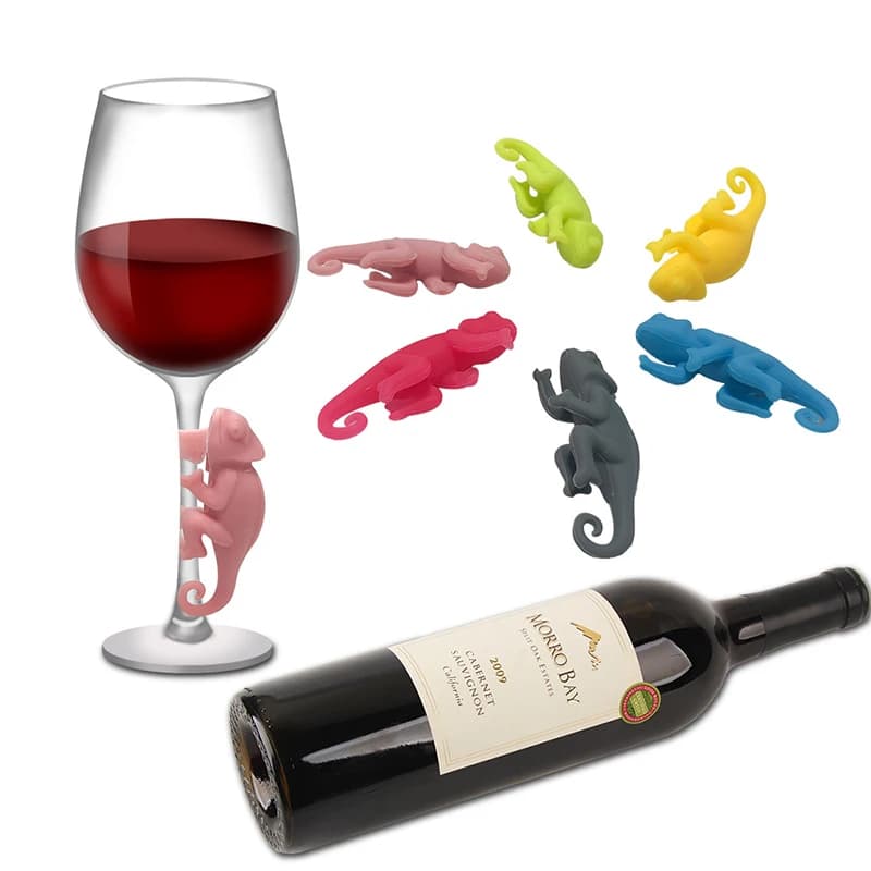 6 pz/set pennarello per bicchiere da vino Charms per vino identificatore per bicchieri bicchieri per occhiali pennarelli per occhiali in vetro in Silicone a forma di lingua etichetta per occhiali