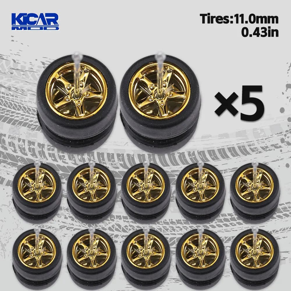 Set di 5 Pneumatici in Gomma Staccabili 1/64 per Modellini Hotwheels Tomica - Parti di Ricambio Fai-da-Te