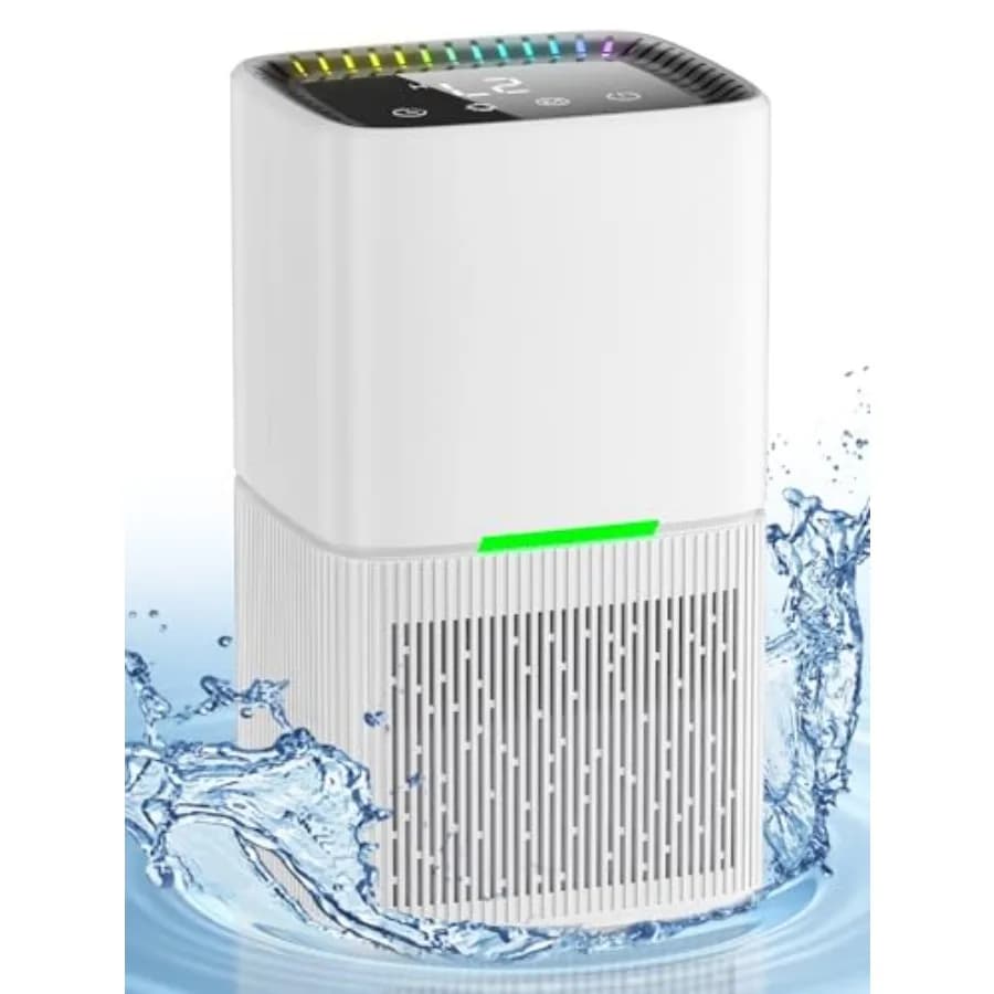 Deumidificatore con Serbatoio d'Acqua da 60 OZ per Casa fino a 500 mq Deumidificatore per Seminterrato, Bagno e Camera da Letto con Spegnimento Automatico