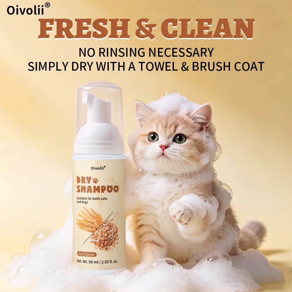 Pet Dry Cleaning Foam Without Rinse Dog Cat Puppy Shower Gel Shampoo Deodorant Oatmeal Scent Leave Fragrance Pet Supplies