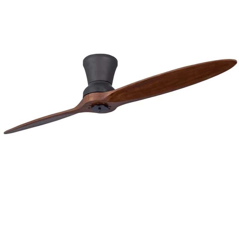 Lampada da ventilatore DC semplice nordica a due pale in legno Lampada da soffitto per ristorante in legno massello Lampada da soggiorno Ventilatore rurale americano