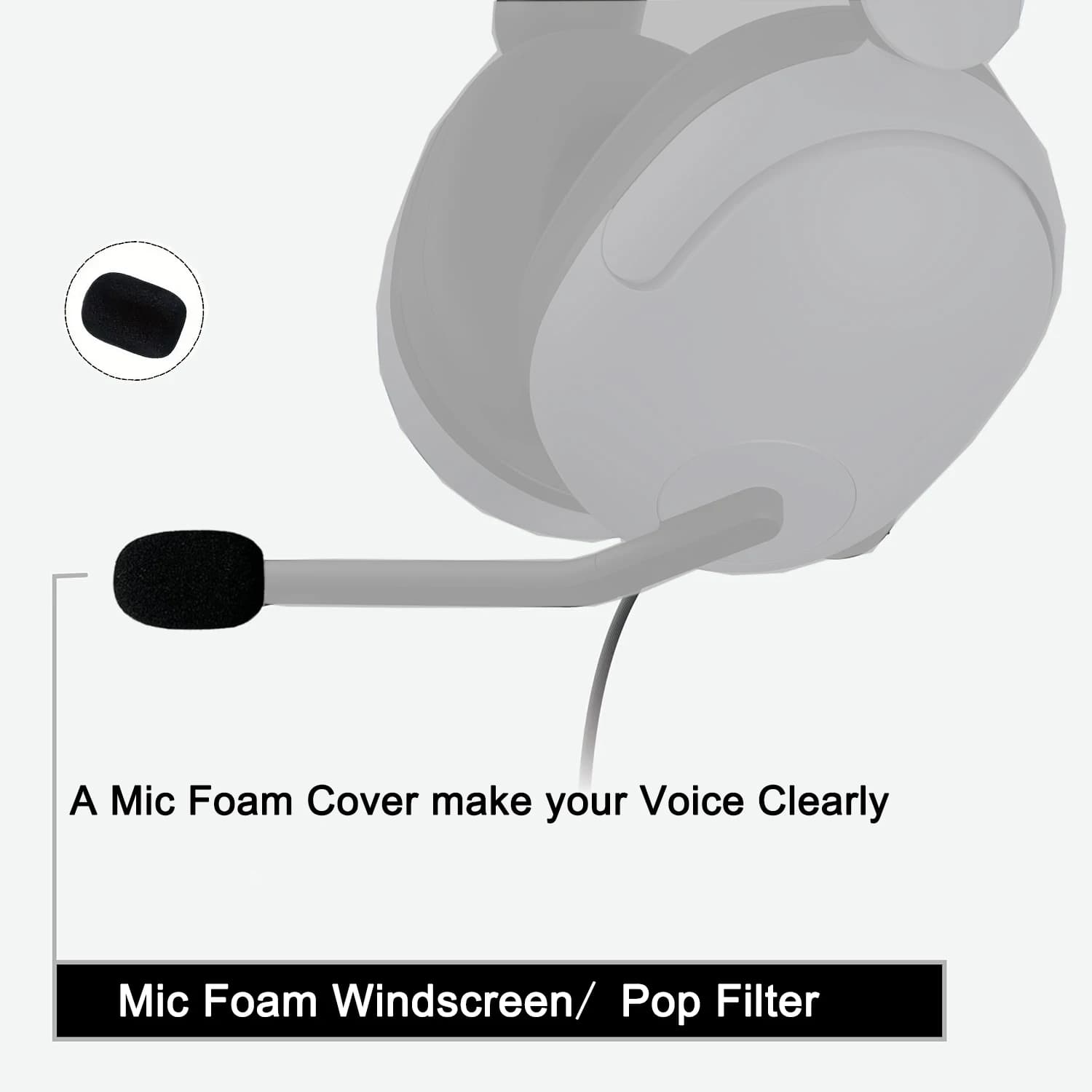 Premium Custom Foam Microphone Cover for Sony Inzone H3/H5/H7/H9 Play Headphones – Windscreen for windproof microphone, pop noise reduction