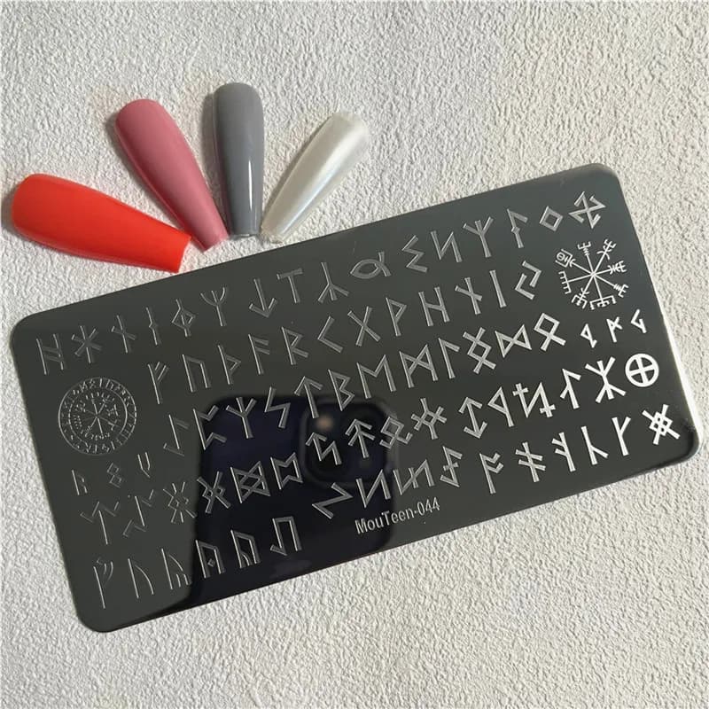 Divinazione carattere timbratura piatto caratteri speciali piastra per unghie lettere freccia piastra per timbri per unghie Mouteen-044