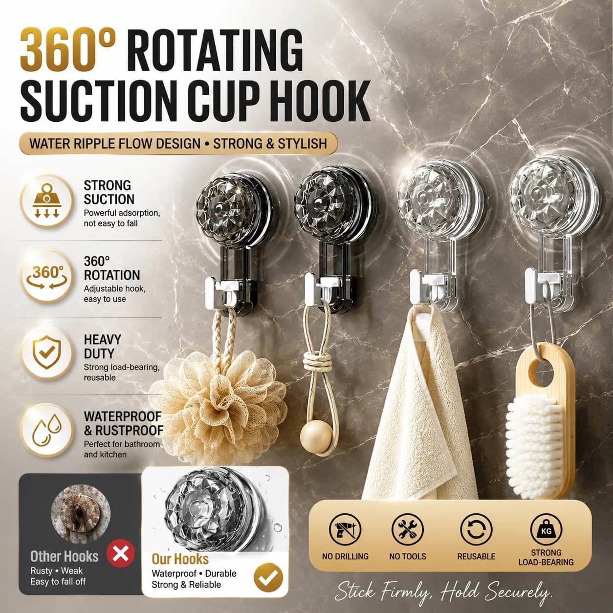 Suction cup hook, no punching, bathroom, no trace, vacuum strong adhesive, bathroom wall mounted load-bearing hook