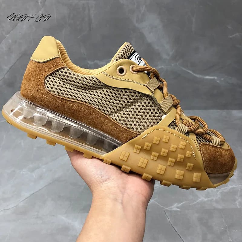 Sneakers Chunky di lusso da uomo moda Casual in pelle solida Mesh traspirante altezza aumentata scarpe da corsa con cuscino d'aria della piattaforma