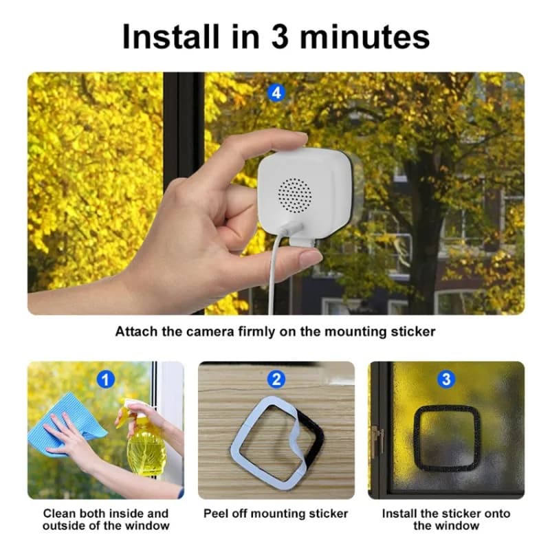 Telecamera di Sicurezza Wireless AS62 2MP HD con Visione Notturna, Telecamera di Sorveglianza WiFi 2.4G per Monitoraggio Casa, Bambini e Animali Domestici