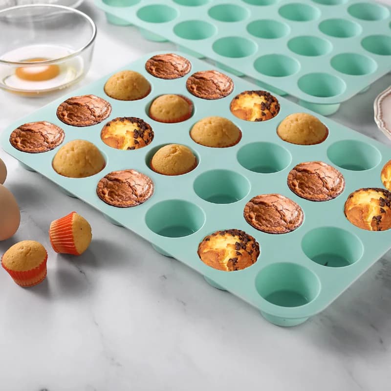 1 pz-stampo per biscotti, stampo per torta, stampo in silicone per caramelle gelato, vassoio per torta 24 tazze-torta antiaderente per la cottura, stampo da forno per cucina