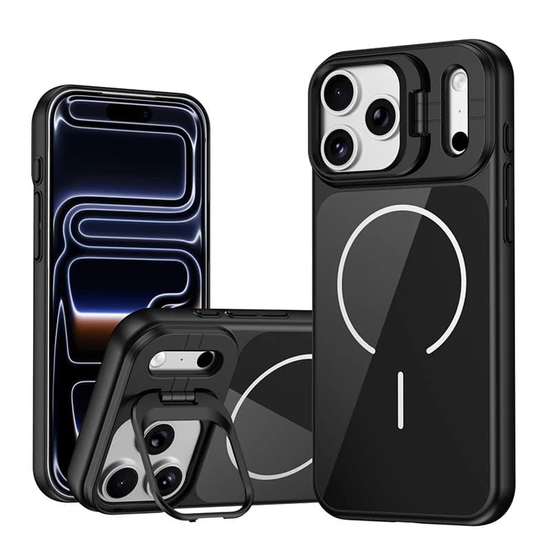 Custodia Protettiva di Lusso con Lente PC e Supporto Invisibile per Ricarica Wireless Magsafe per iPhone 17 Pro Max 11 12 13 14 15 16