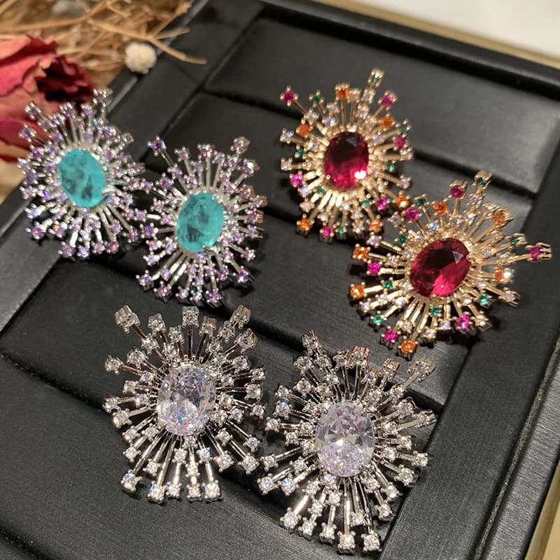 Orecchini colorati color caramello con zirconi super flash in argento S925