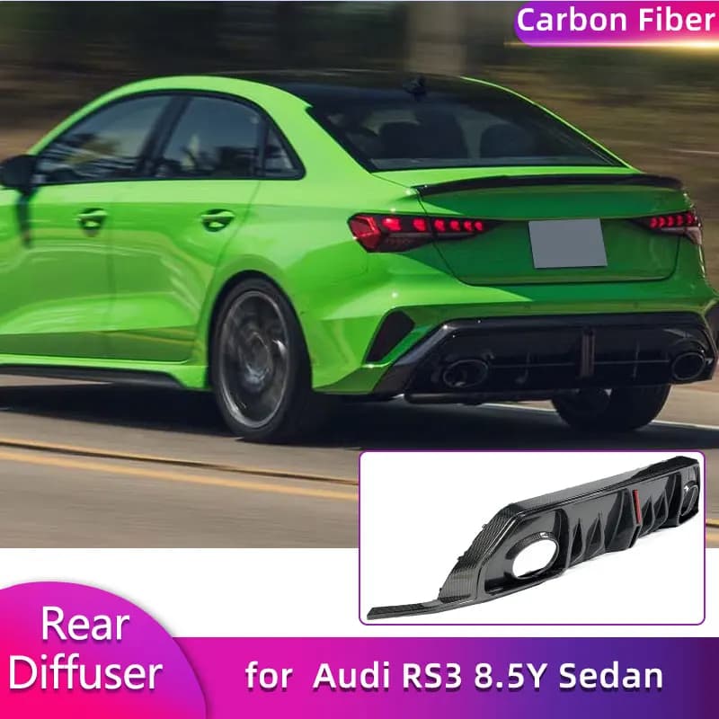 Carbon Fiber Rear Bumper Diffuser Lip Spoiler for Audi RS3 8.5Y Sedan 2025 2026 Car Racing Rear Diffuser Apron Guard Body Kit