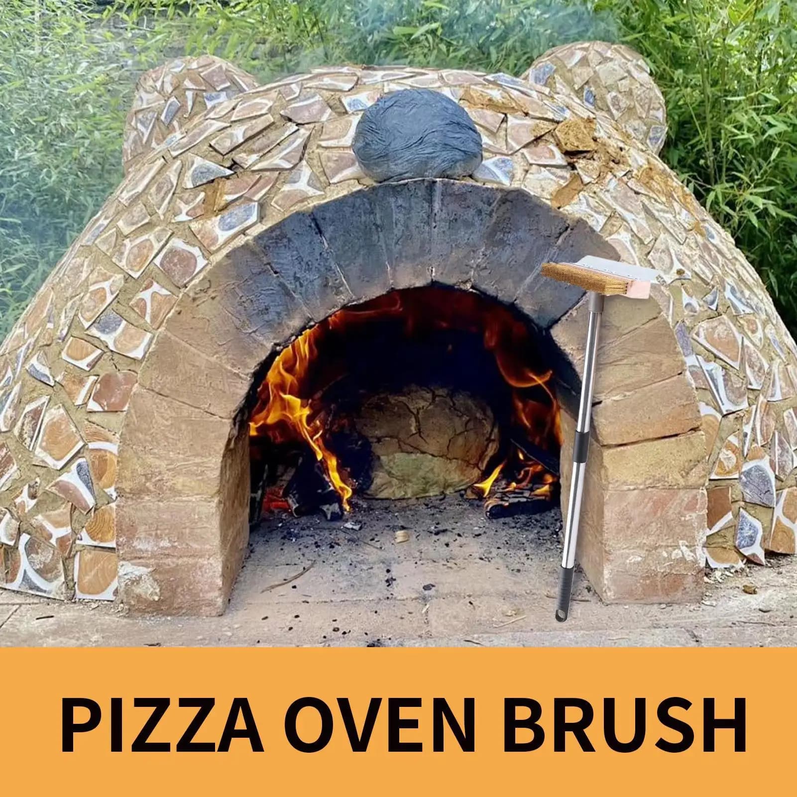 Spazzola per barbecue con spazzola per pietra per pizza per griglia esterna Strumento per la pulizia del forno per pizza resistente per studenti culinarie in cucina nel cortile
