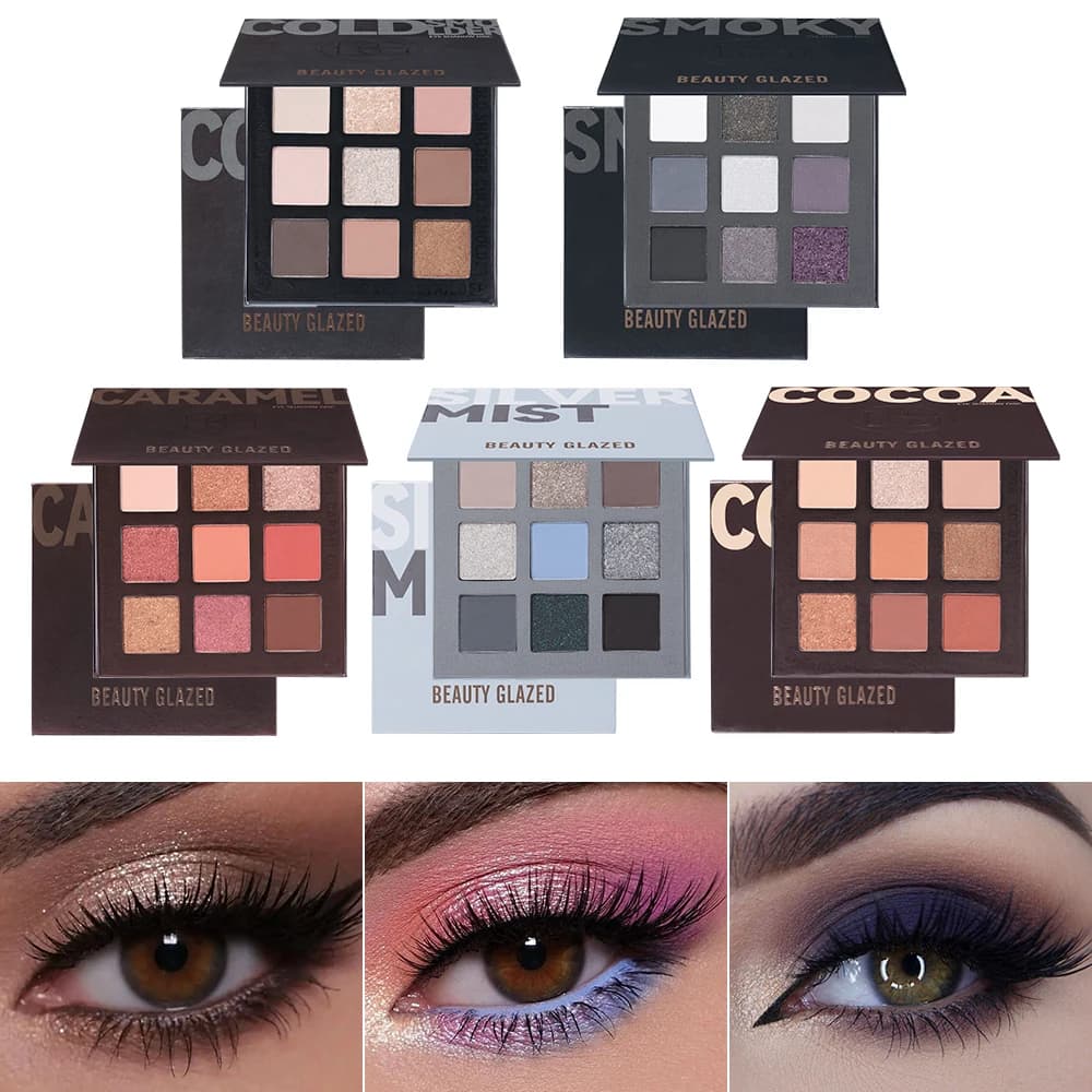Beauty Glazed 9 colori ombretto disco tavolozza trucco opaco luccichio occhi pigmentati in polvere trucco nuovo ombretto color terra caldo