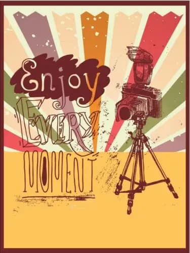 Metal plaque vintage retro style Enjoy Every Moment Camera Classic tin door sign sign