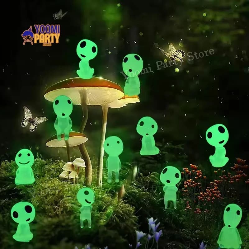 Cute Fairy Garden Elves Mini Figures - Glow in the Dark Kodama Resin Decor for Fish Tank Micro Landscape