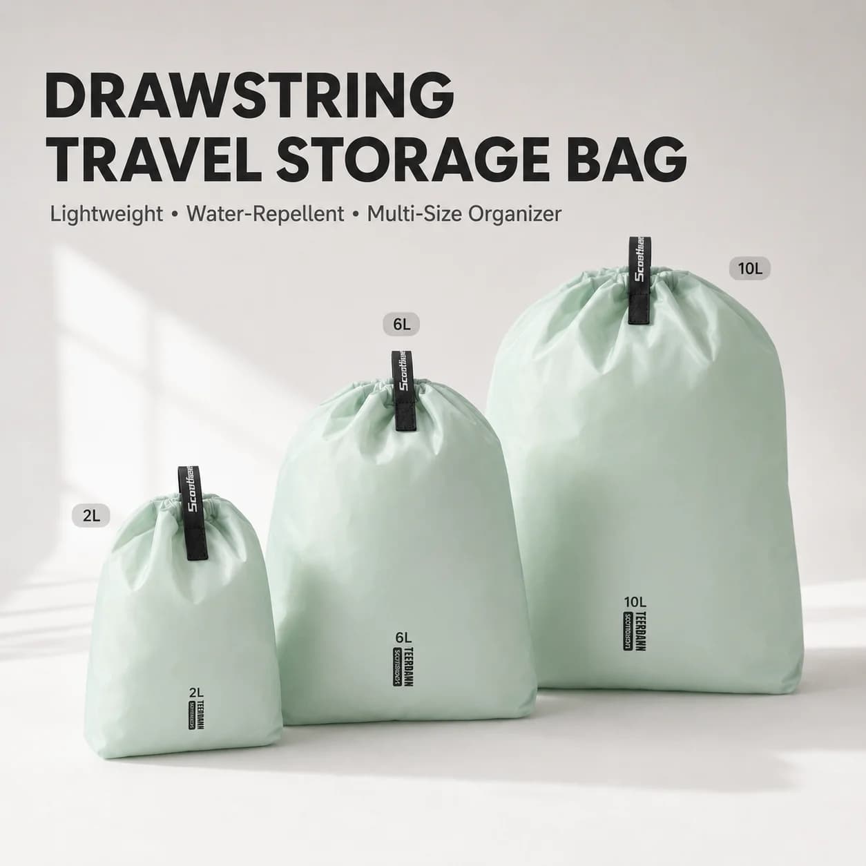 Borsa Pieghevole da Viaggio con Coulisse, Leggera e Impermeabile, Organizer per Vestiti, Scarpe, Biancheria e Bagagli