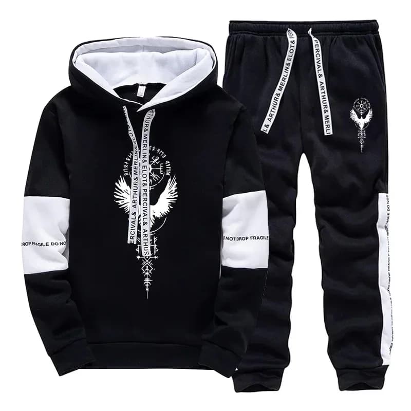 Spring Offers: Men's Casual Sports Suit with Hood, Sweatshirt and Pants Comfortable and Quality